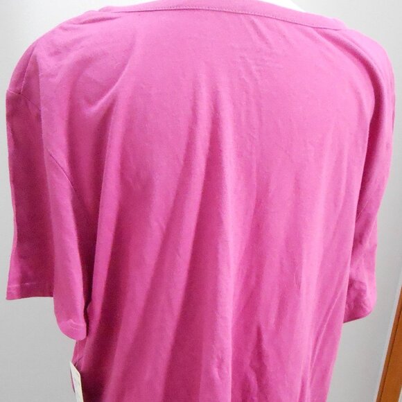Jayne B Collection Fuchsia Ladies V-Neck Floral Short Sleeve Top-Size-20/22W - Picture 6 of 7